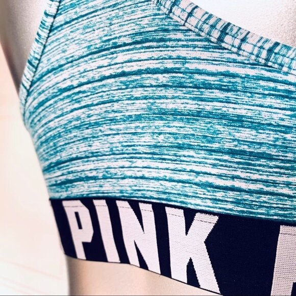 PINK Victoria Secret sport bra turquoise stretch  women size small - Picture 5 of 8